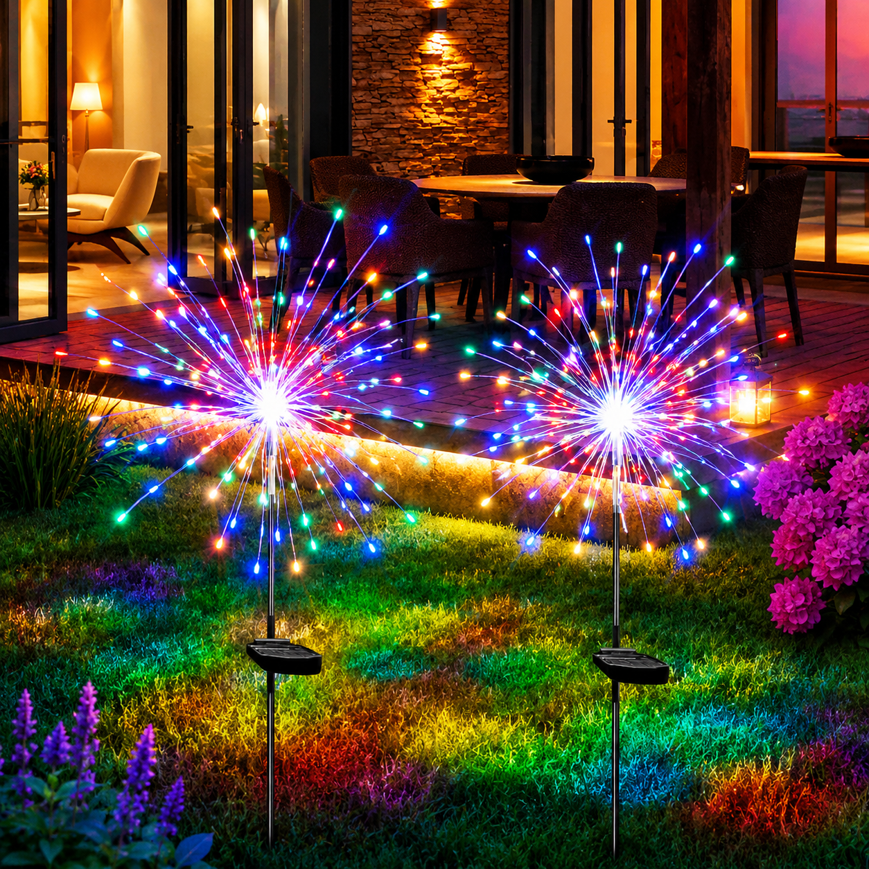 Solar Firework Lights (2 Pack) – 120 LED Outdoor Solar Garden Lights, Waterproof Fairy Lights for Patio, Lawn & Festive Decor