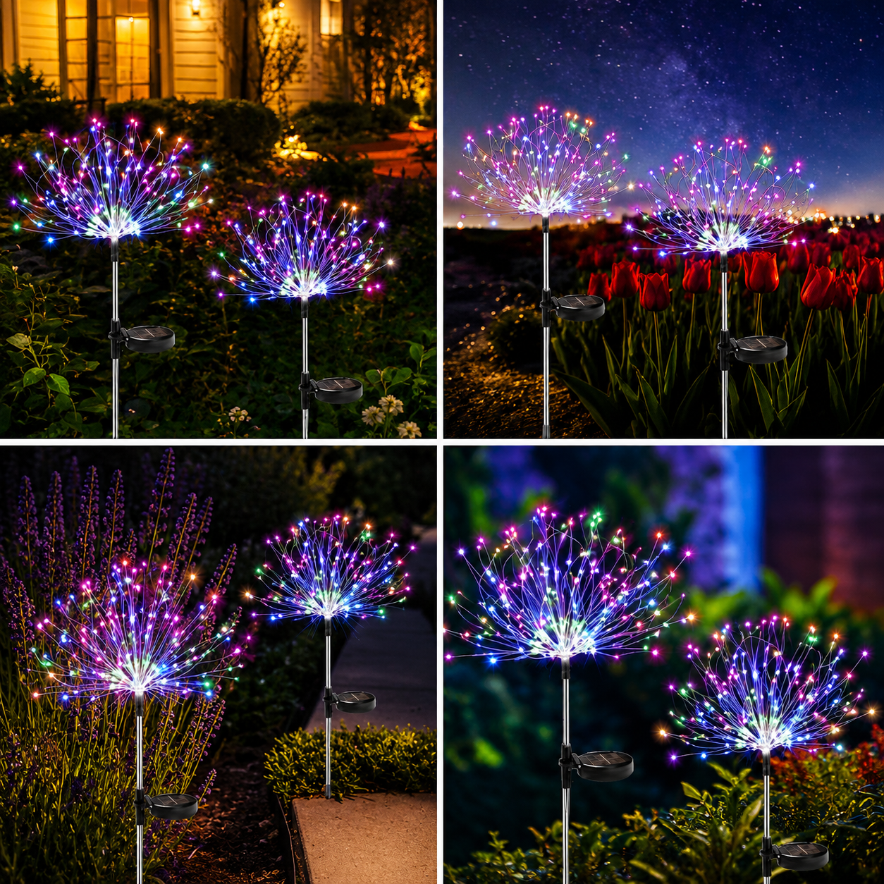 Solar Firework Lights (2 Pack) – 120 LED Outdoor Solar Garden Lights, Waterproof Fairy Lights for Patio, Lawn & Festive Decor
