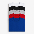 Men's Cotton T-Shirt Multicolor Combo – Pack of 5 (White, Black, Grey, Blue, Red)