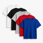 Men's Cotton T-Shirt Multicolor Combo – Pack of 5 (White, Black, Grey, Blue, Red)