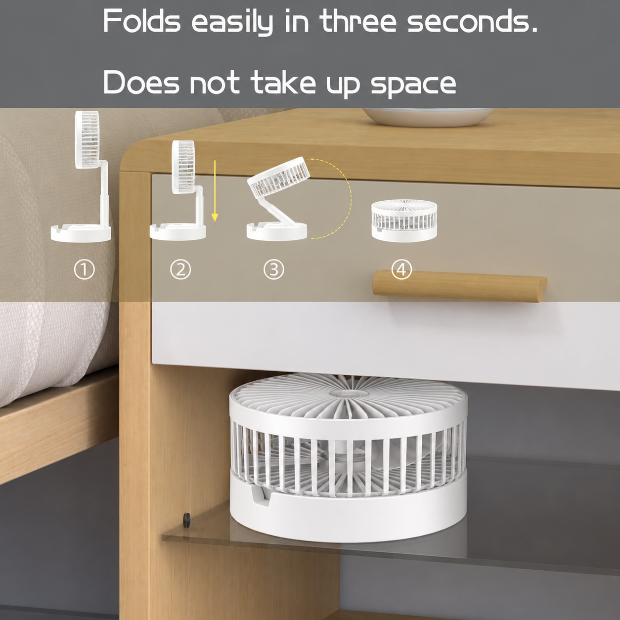 Instant Cooling Pocket Fan – Foldable Standing Fan with 180° Rotation for Home, Office & Outdoor Use