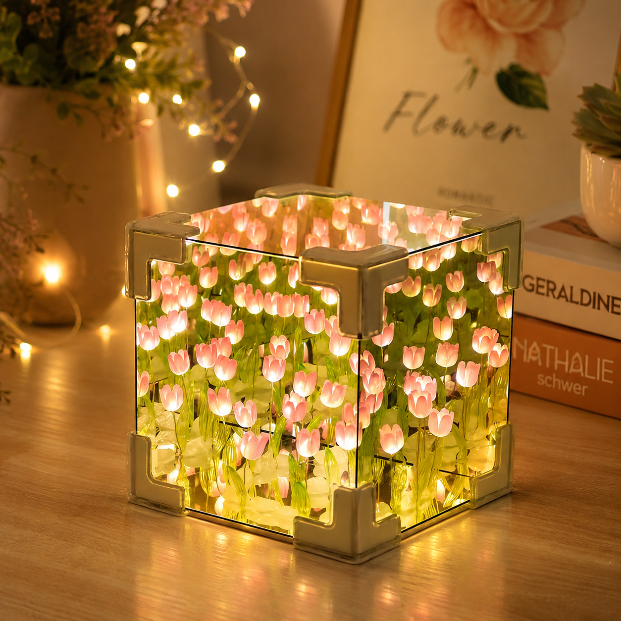 Tulip Lamp – 30 Flowers Decorative Mirror LED Light for Home Decoration, Table & Bedside Lamp