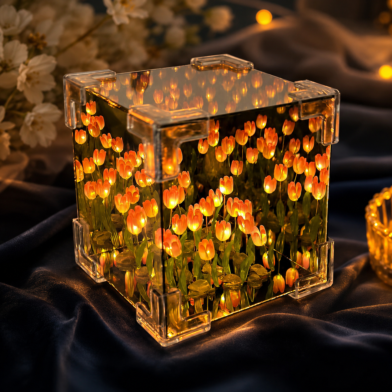 Tulip Lamp – 30 Flowers Decorative Mirror LED Light for Home Decoration, Table & Bedside Lamp
