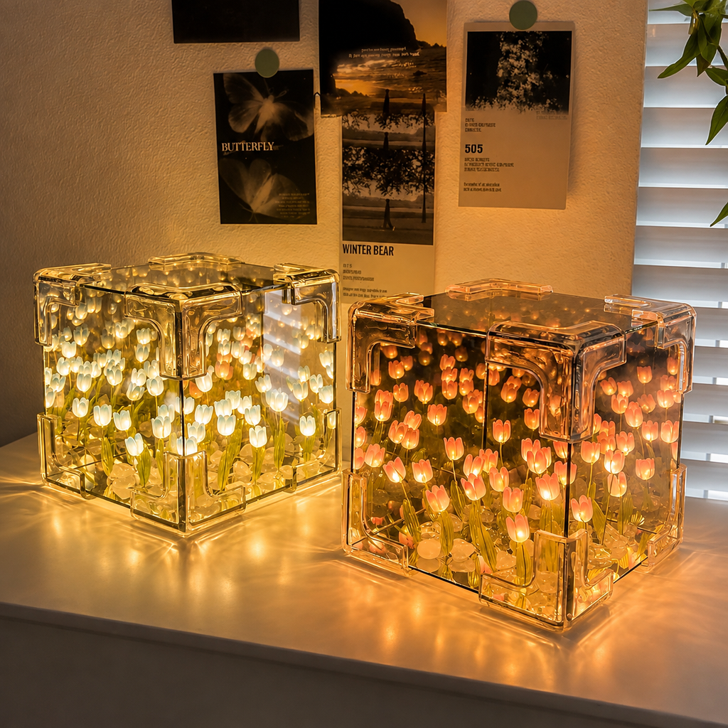 Tulip Lamp – 30 Flowers Decorative Mirror LED Light for Home Decoration, Table & Bedside Lamp