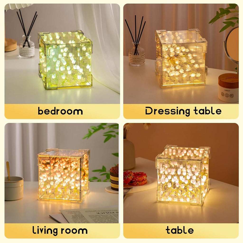 Tulip Lamp – 30 Flowers Decorative Mirror LED Light for Home Decoration, Table & Bedside Lamp