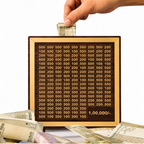 Wooden Money Saving Box | Cash Saver Money Box with Counting Target | 1,00,000 Savings Challenge Piggy Bank | Coin & Cash Bank for Boys, Girls and Adult | Durable & Eco-Friendly| Modern